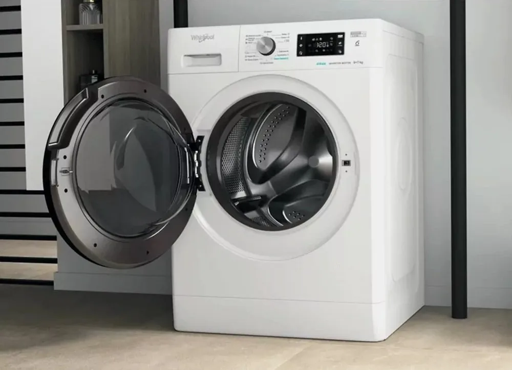Стирально-сушильный аппарат Whirlpool фронтальной загрузки, 9(7)кг, 1600 об/мин, класс энергоэффективности A+, 60 см, с дисплеем, функцией пара, инверторным двигателем, белый