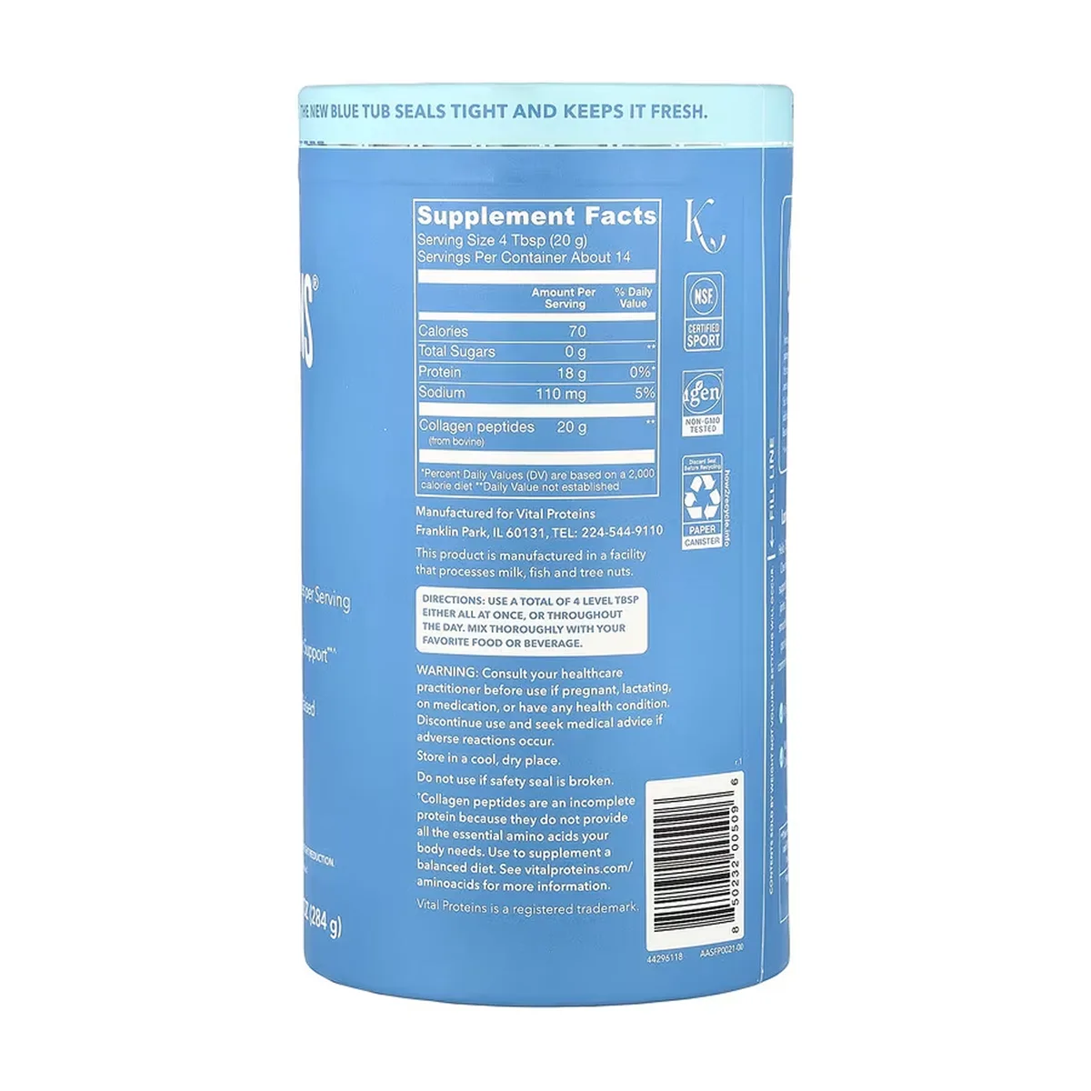 Vital Proteins Пептиди колагену бичачі 284 г Безсмакові