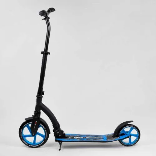 Двухколесный самокат Best Scooter с амортизатором для детей и подростков с широким рулем и PU колесами.