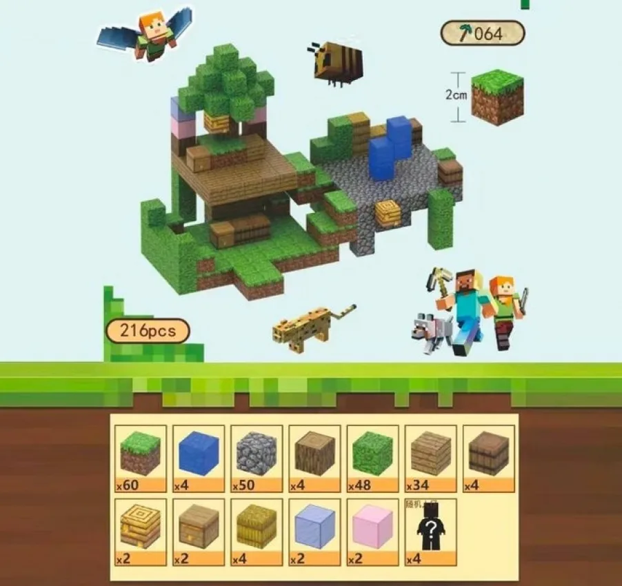 Магнітний конструктор ABS 216 кубиків зимовий Minecraft