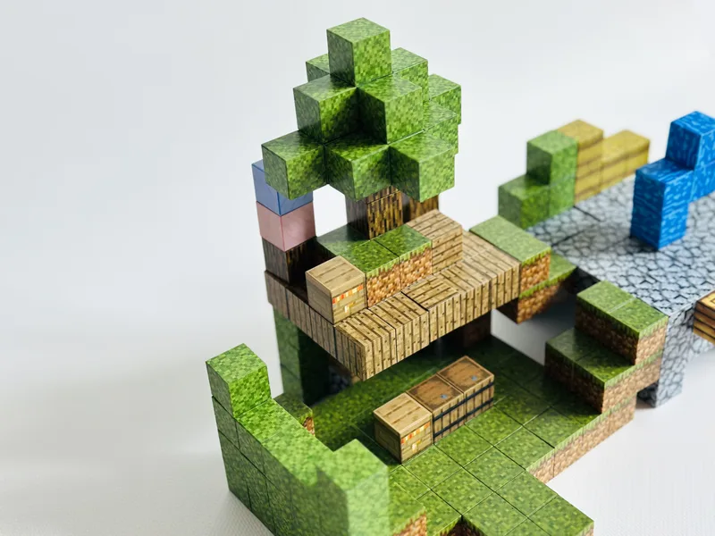 Магнітний конструктор ABS 216 кубиків зимовий Minecraft