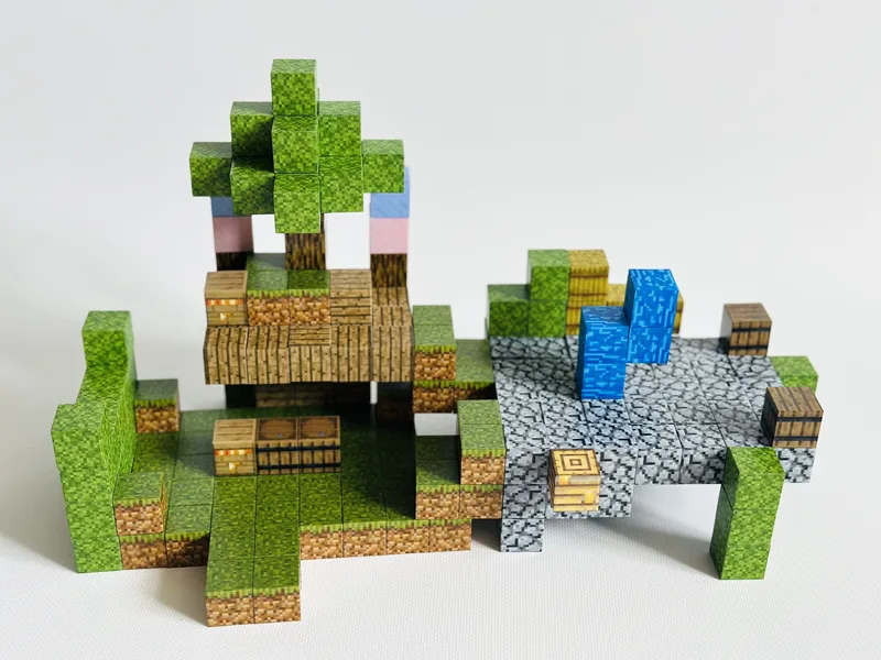 Магнітний конструктор ABS 216 кубиків зимовий Minecraft
