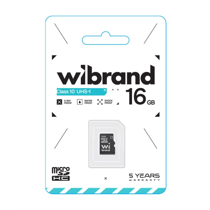 Карта пам'яті Wibrand MicroSDHC 16Гб UHS-I Class 10 без адаптера