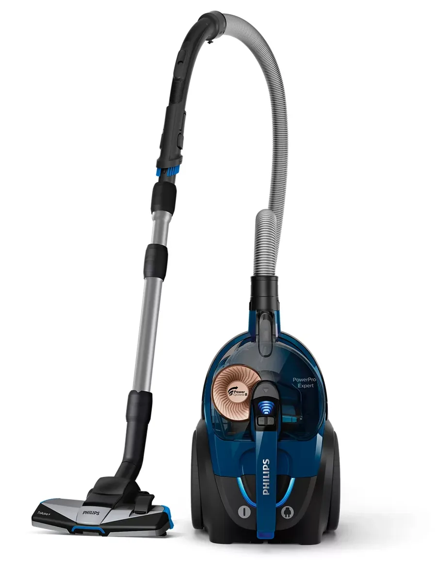 Пилосос Philips 7000 Series з контейнером, потужність 900 Вт, об'єм контейнера 2 л, фільтр НЕРА, турбощітка, синій колір.