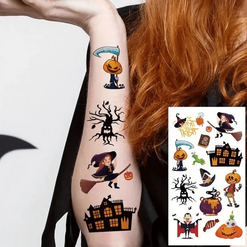 Набір дитячих тимчасових татуювань Fresh Tattoo 9,5х5,5 см безпечні Хелловін 30 шт