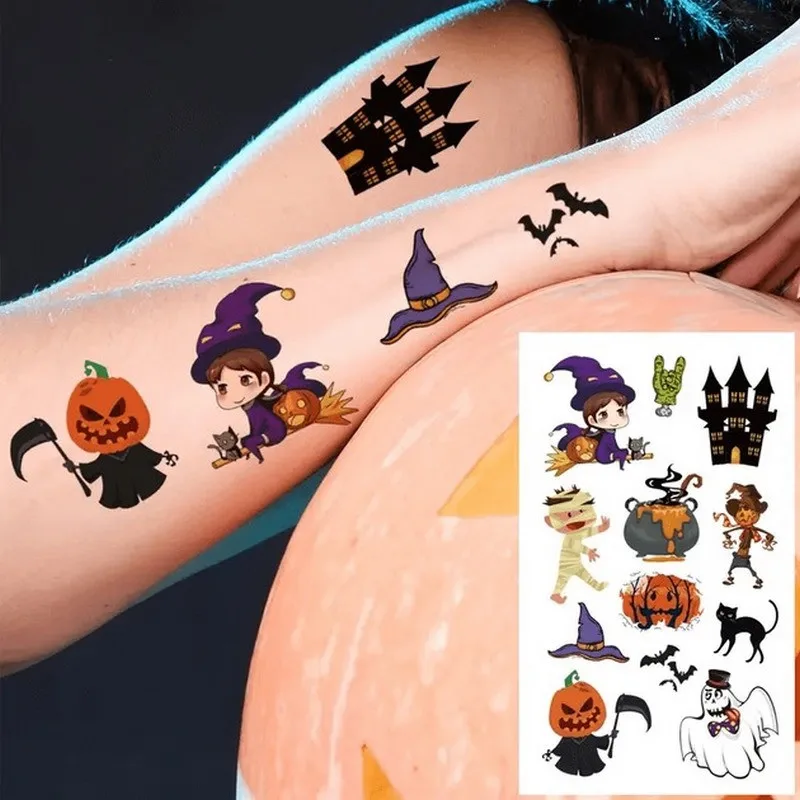 Набір дитячих тимчасових татуювань Fresh Tattoo 9,5х5,5 см безпечні Хелловін 30 шт
