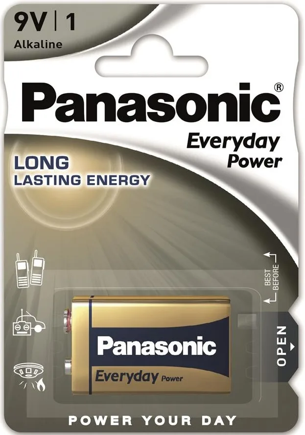 Батарейка Panasonic EVERYDAY POWER лужна 6LR61(6LF22, MN1604, MX1604, Крона) блістер, 1 шт.