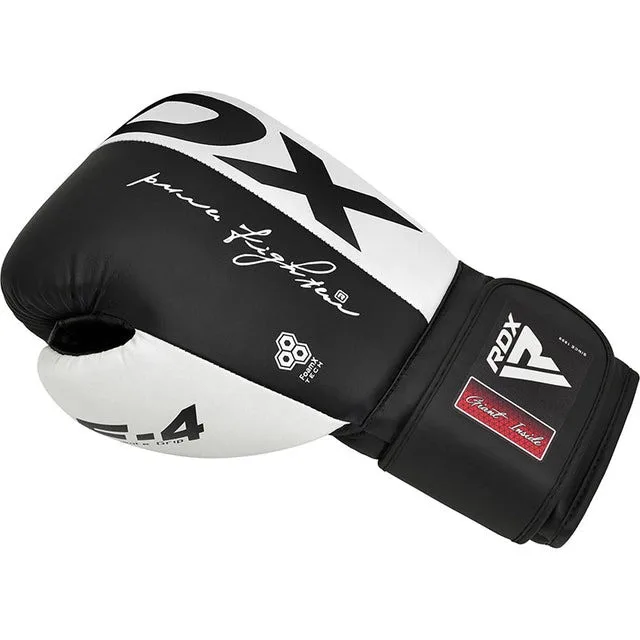 Боксерские перчатки RDX PU 14 oz Бело-черные с капой в комплекте