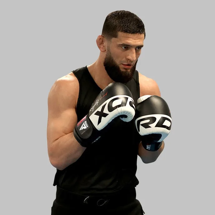 Боксерские перчатки RDX PU 14 oz Бело-черные с капой в комплекте