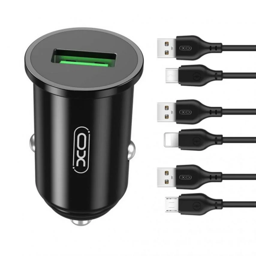 Автомобільний зарядний пристрій XO пластик 1USB 18W чорний