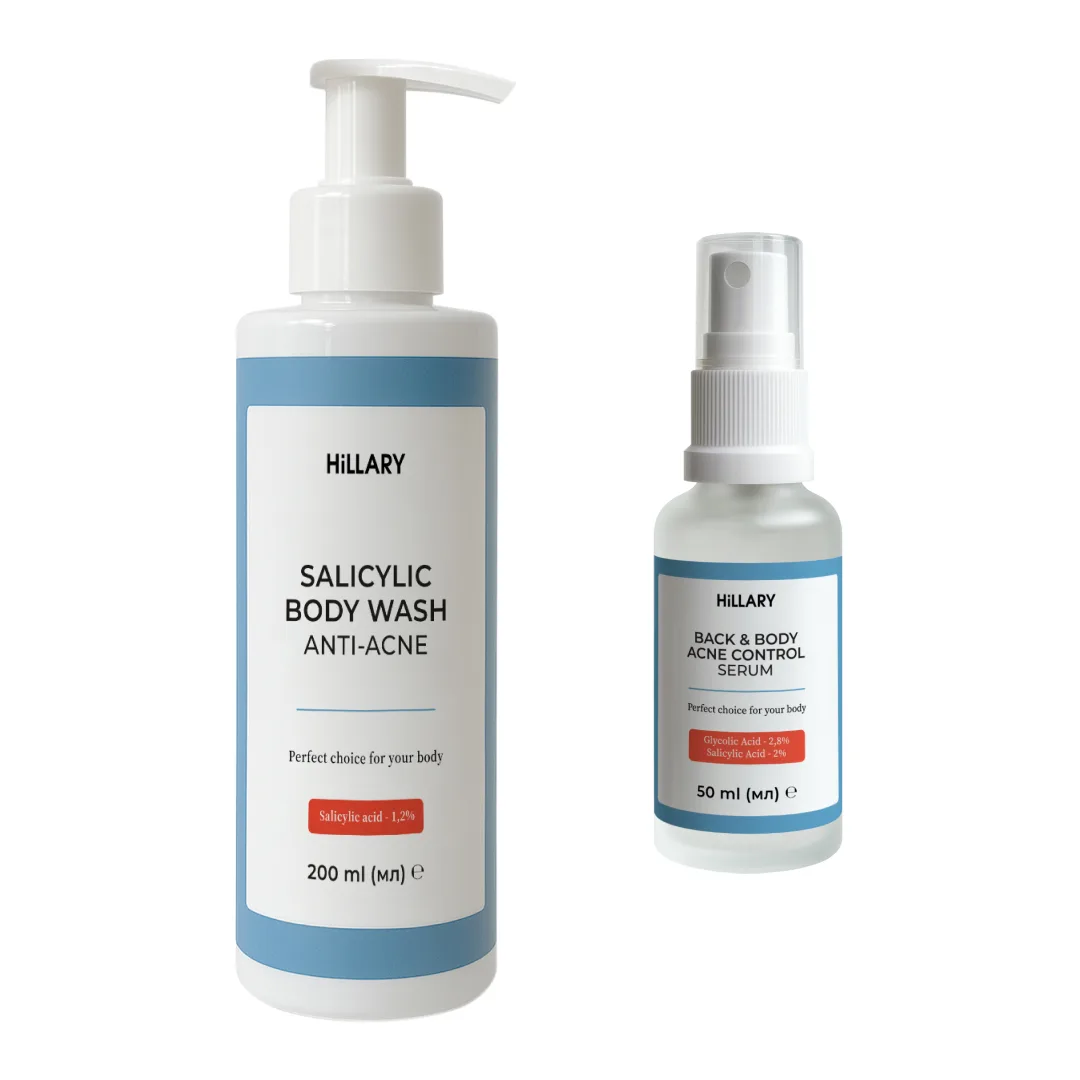 Комплект для боротьби з акне на тілі з саліциловою кислотою Hillary Salicylic Body Acne Treatment Set