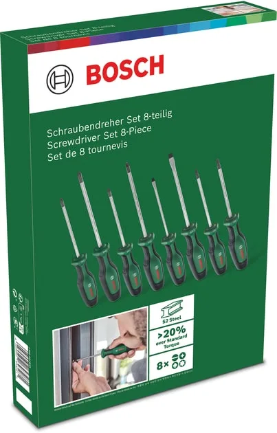 Набір викруток Bosch SL 4, 6.5мм, PH1х100мм, PH2х125мм, PZ1х100мм, PZ2х125мм, Т20х100, Т25х100, 8 штук.