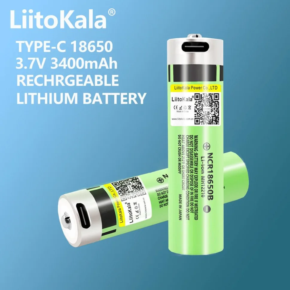 Аккумулятор LiitoKala Li-ion 18650 3400mAh с USB Type C