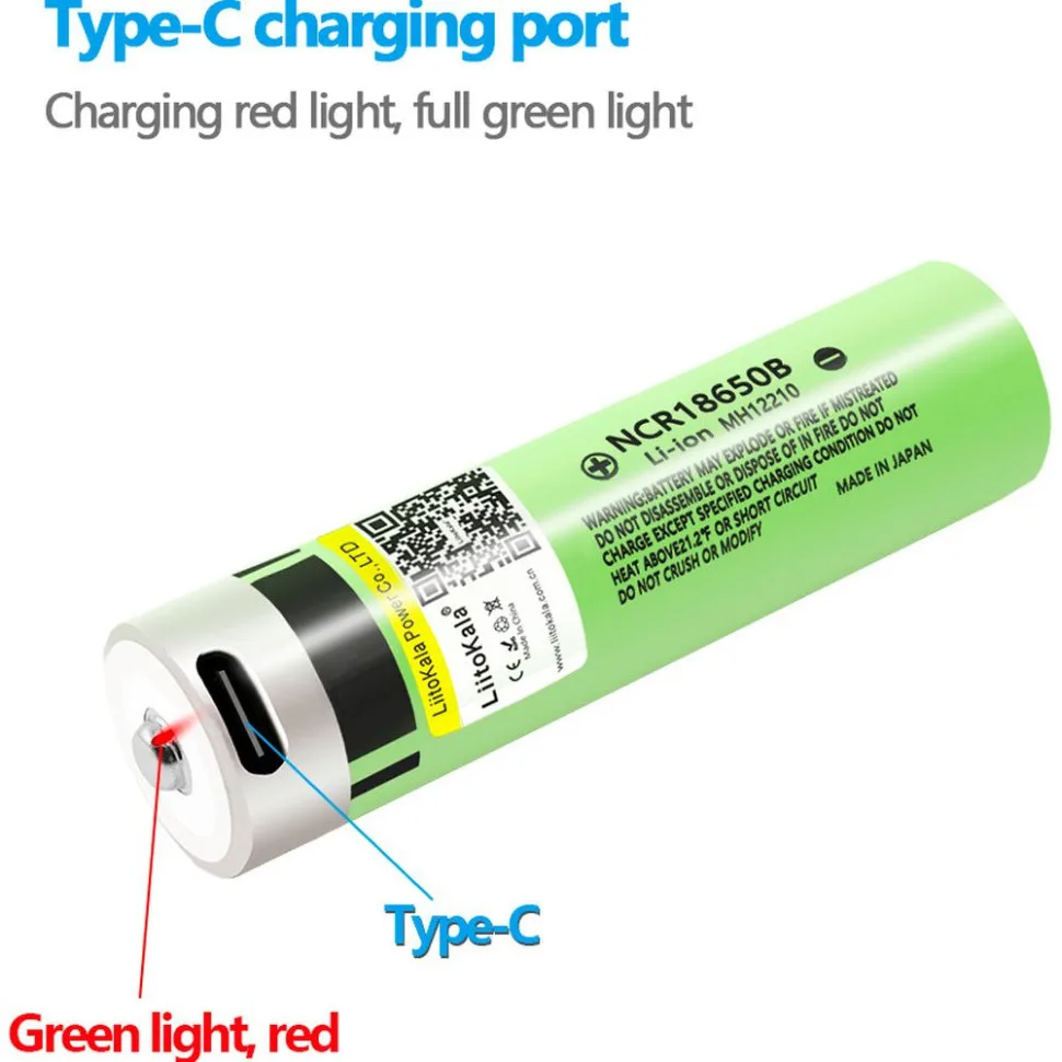 Аккумулятор LiitoKala Li-ion 18650 3400mAh с USB Type C