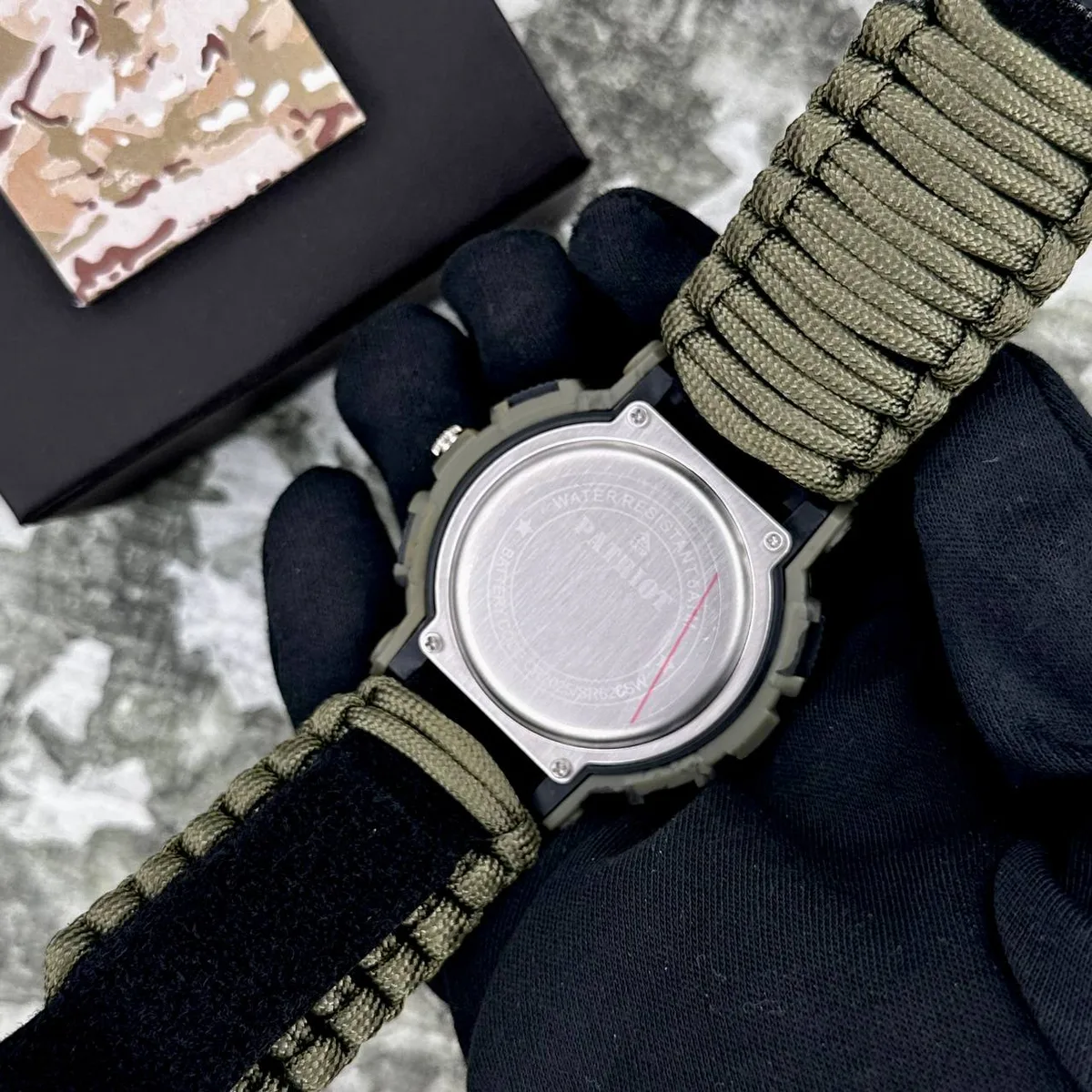 Годинники наручні Patriot паракорд 51х51 мм камуфляжний зелені 50 м