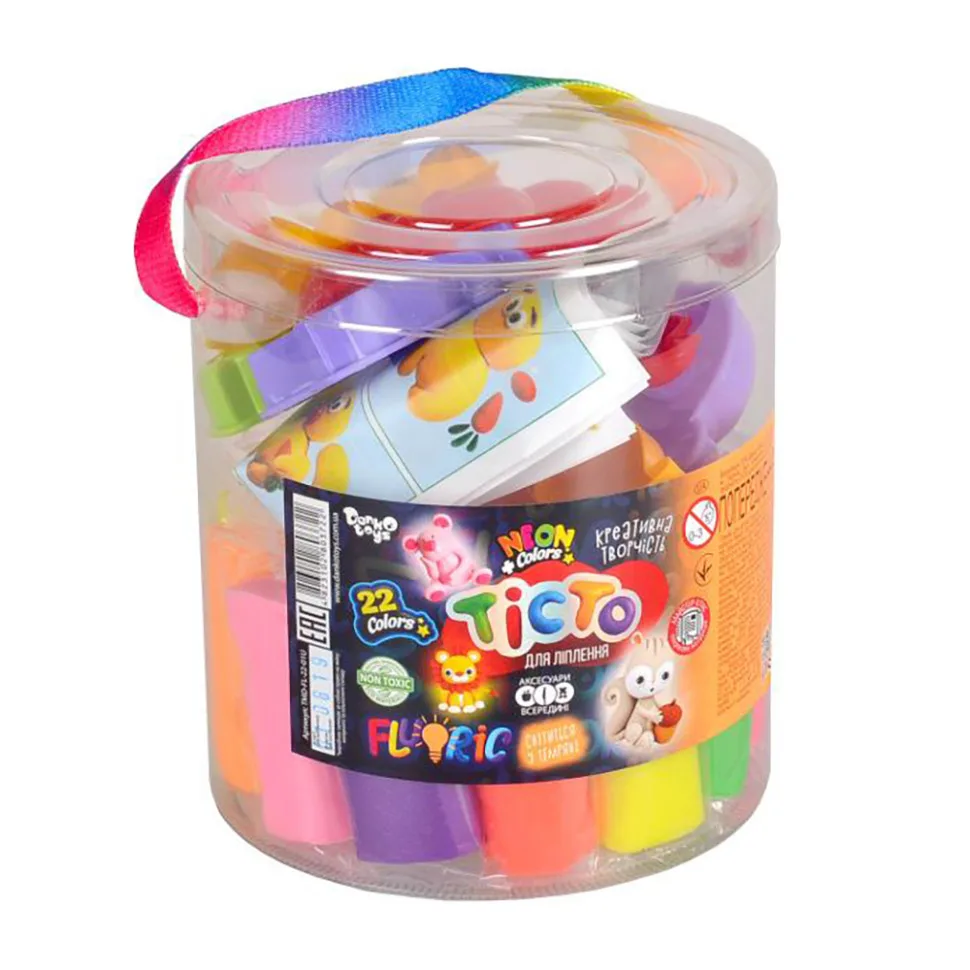 Тісто для ліплення Danko Toys флуоресцентне 22 кольори 22 г