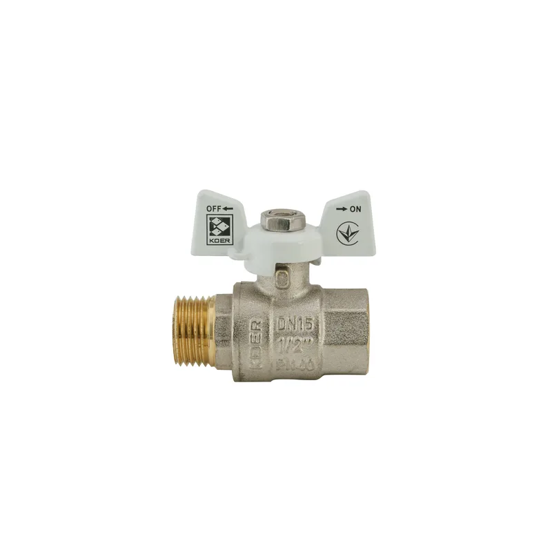 Кран шаровой KOER латунь 1/2" никелированный белый