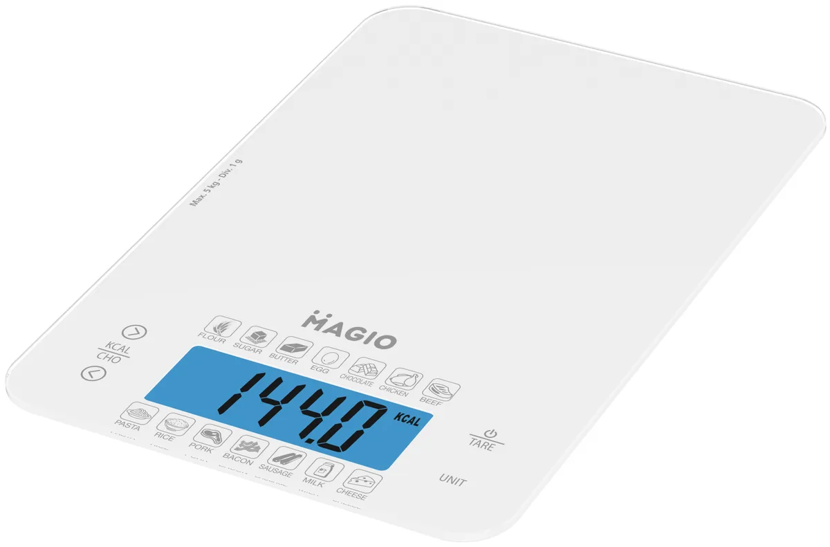 Кухонные весы электронные Magio MG-696 плоская платформа 15х22 см прочное стекло