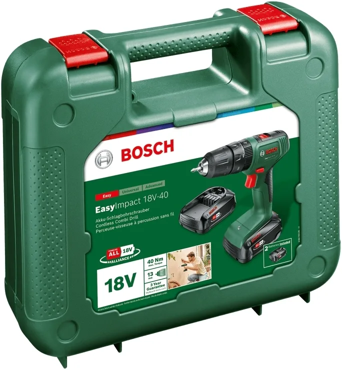 Акумуляторний дриль-шуруповерт Bosch 18 В 1,5 А·год 1,4 кг чорний