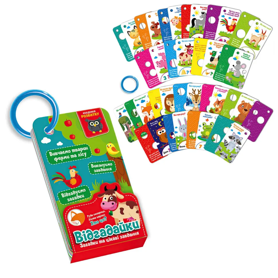Развивающая игра Vladi toys карточки на кольце 20 шт для детей 3-5 лет Животные леса и фермы