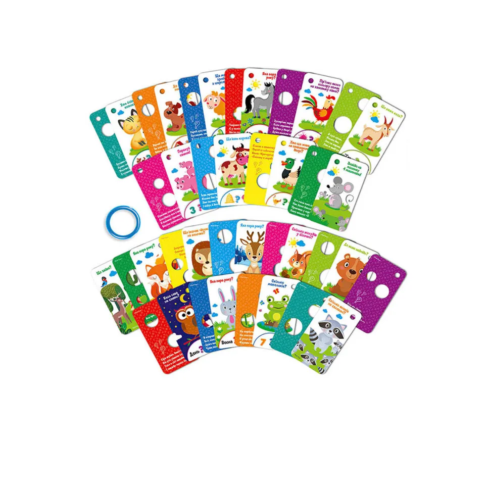 Развивающая игра Vladi toys карточки на кольце 20 шт для детей 3-5 лет Животные леса и фермы