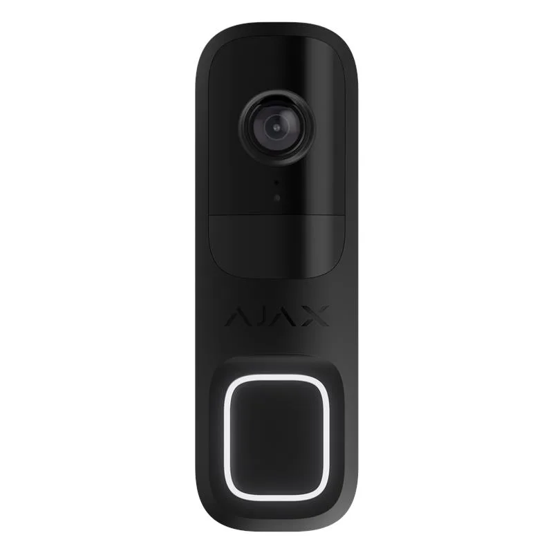 Видеозвонок Ajax Doorbell, универсальная установка, 4 МП, 155° вертикальный, 90° горизонтальный, ИК 6 м, дальность обнаружения движения 4 м, искусственный интеллект, Wi-Fi, черный.