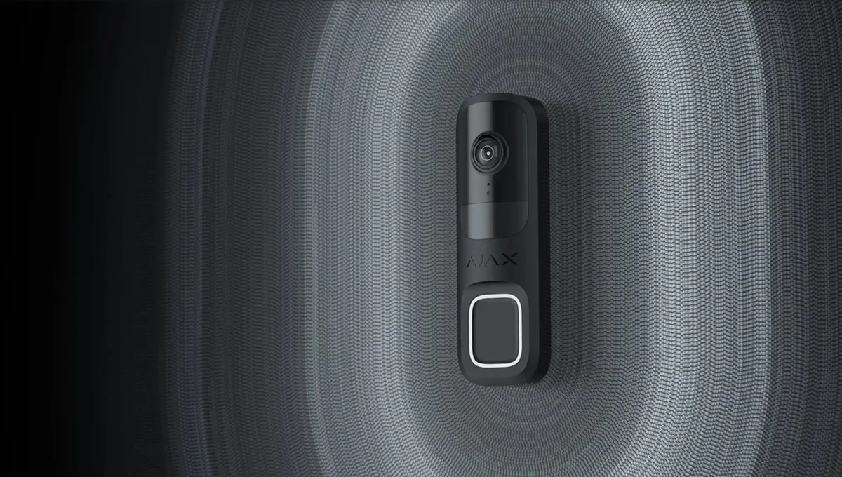 Видеозвонок Ajax Doorbell, универсальная установка, 4 МП, 155° вертикальный, 90° горизонтальный, ИК 6 м, дальность обнаружения движения 4 м, искусственный интеллект, Wi-Fi, черный.