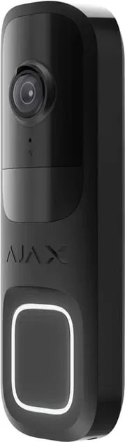 Видеозвонок Ajax Doorbell, универсальная установка, 4 МП, 155° вертикальный, 90° горизонтальный, ИК 6 м, дальность обнаружения движения 4 м, искусственный интеллект, Wi-Fi, черный.