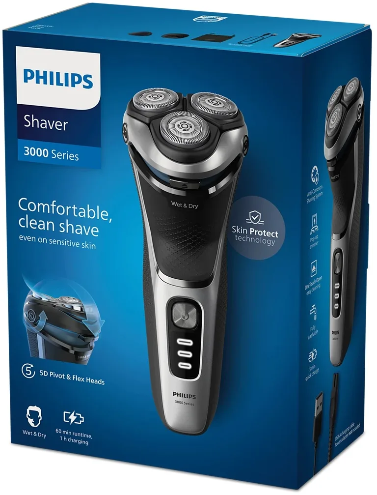 Електробритва Philips роторна для чоловіків сухе вологе гоління космічний сірий