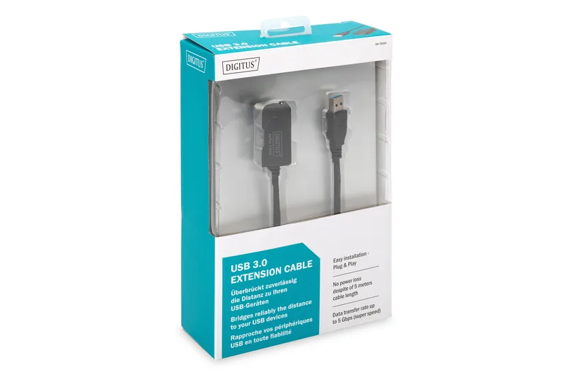 Подовжувач DIGITUS USB 3.0 Active Cable, A/M-A/F, 5м, чорний