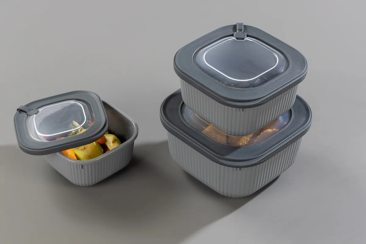 Набір контейнерів Idea Home пластикові 0,6 1,1 1,8 л сірі квадратні