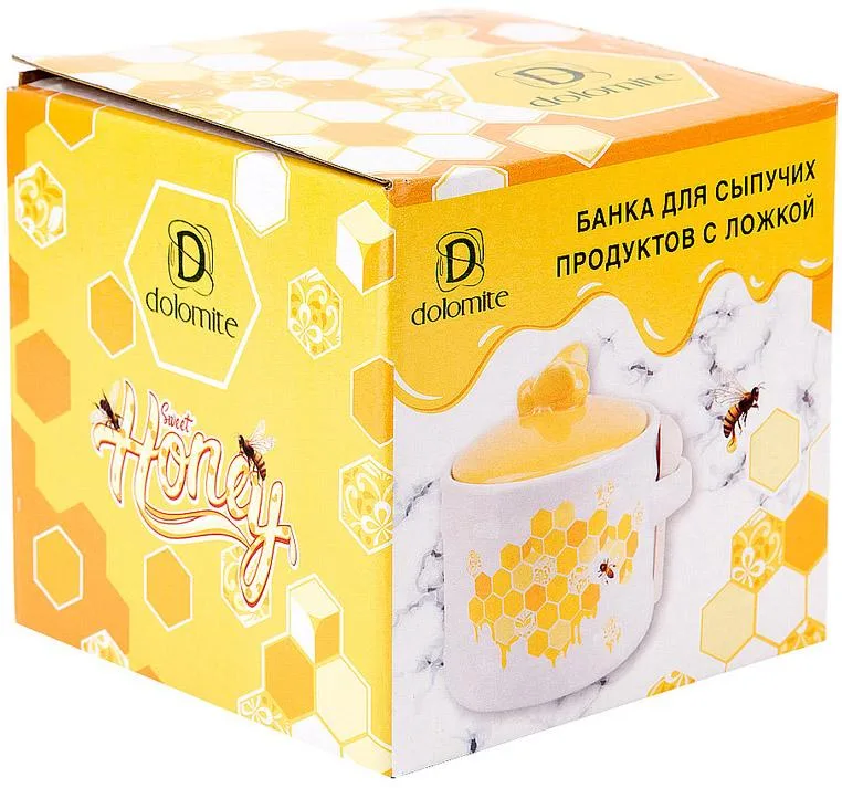 Керамічна банка Sweet Honey 450 мл з дерев’яною ложкою для меду
