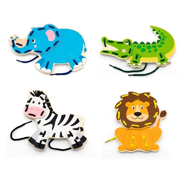 Деревянная шнуровка Viga Toys разноцветная 21х5х19 см Африканские зверята