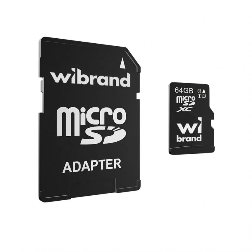 Карта пам'яті Wibrand MicroSDHC 64Гб UHS-I Class 10 з SD-адаптером