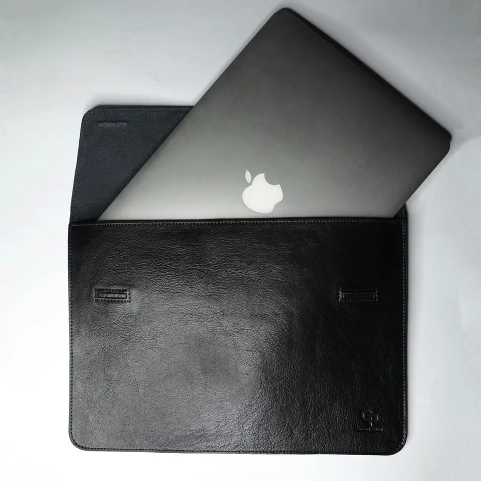 Кожений чохол для MacBook 13 чорний універсальний кейс для ноутбука з натуральної шкіри захисний чохол