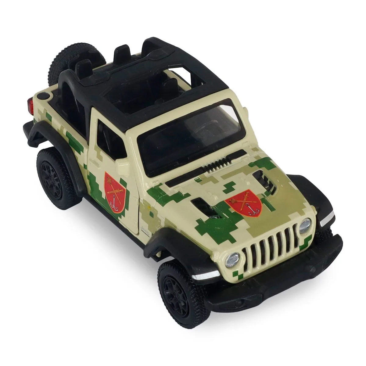 Автомодель TechnoDrive метал 12,5х5,9х5,6 см Шеврони Героїв Jeep Wrangler Rubicon