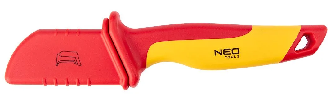 Ніж монтажний Neo Tools, із діелектричними властивостями, для роботи під напругою до 1000В, зі вигнутим лезом, 180 мм.