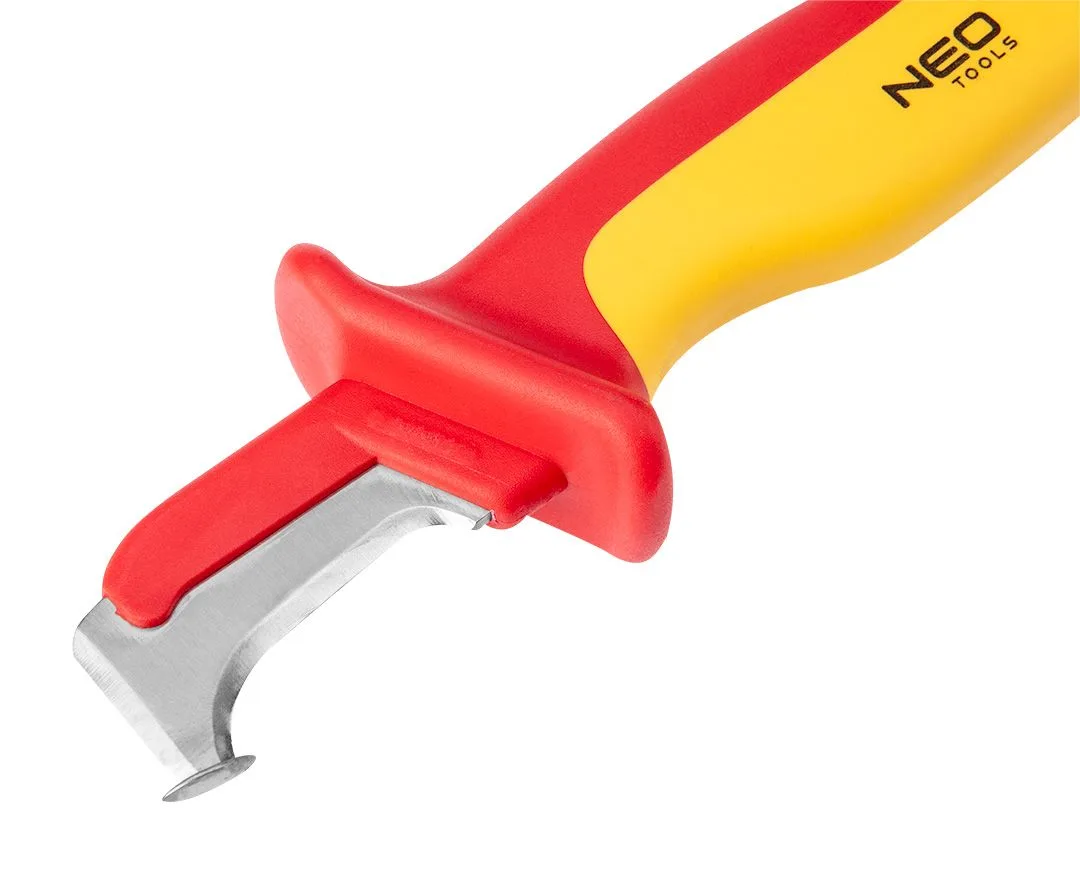 Ніж монтажний Neo Tools, із діелектричними властивостями, для роботи під напругою до 1000В, зі вигнутим лезом, 180 мм.