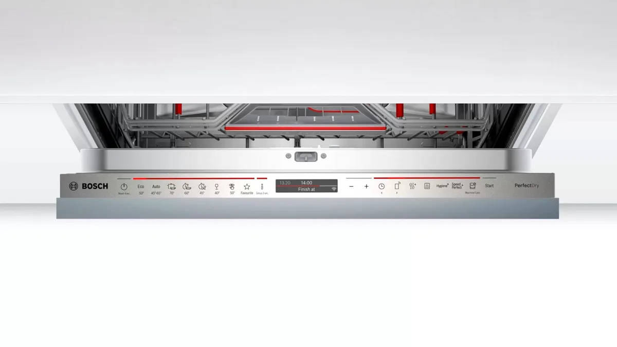 Вбудована посудомийна машина Bosch, 14 комплектів, клас енергоефективності A+++, 60 см, з дисплеєм, третім кошиком та технологією