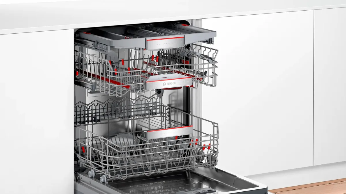 Вбудована посудомийна машина Bosch, 14 комплектів, клас енергоефективності A+++, 60 см, з дисплеєм, третім кошиком та технологією
