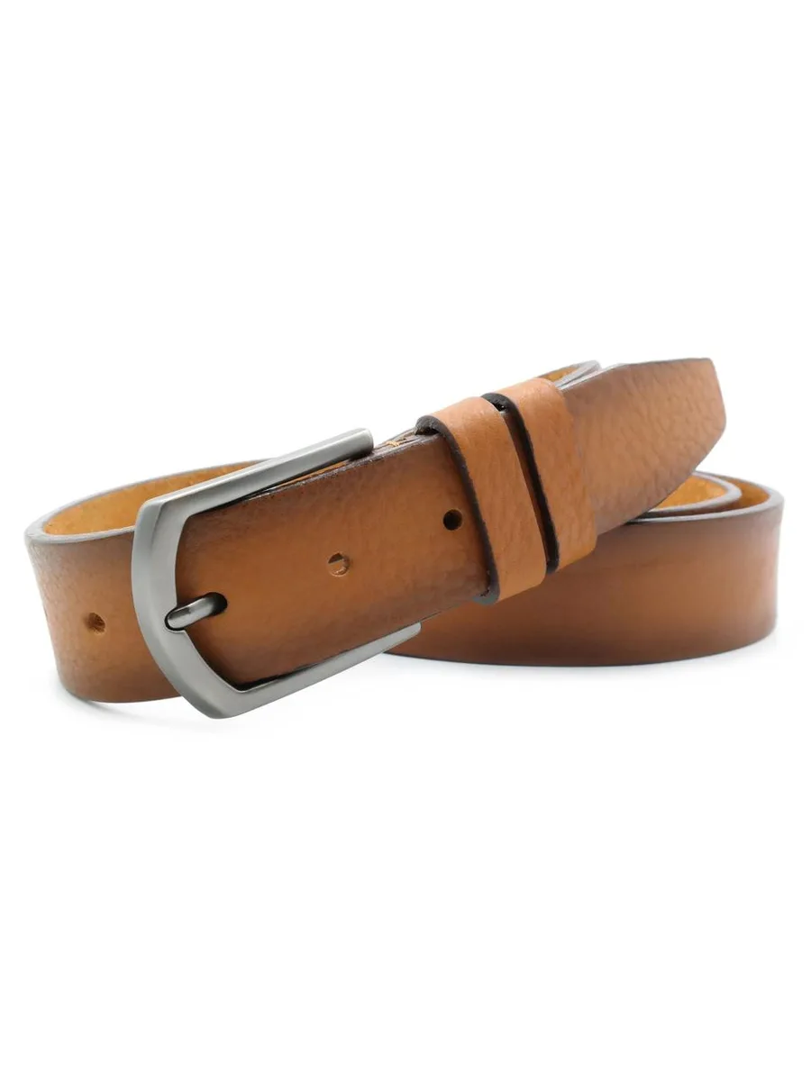 Шкіряний ремінь Weatro натуральна шкіра 3,3 см 105-125 см коричневий
