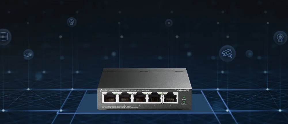 Комутатор TP-LINK TL-SG105MPE 5xGE (4xPoE), 120Вт, WebSmart