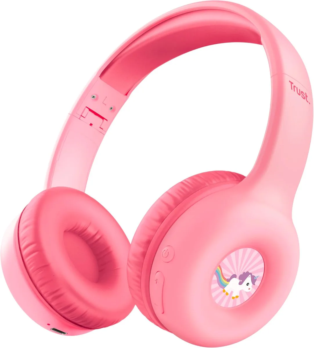 Наушники On-ear Trust Nouna Kids, беспроводные, с микрофоном, розовые.