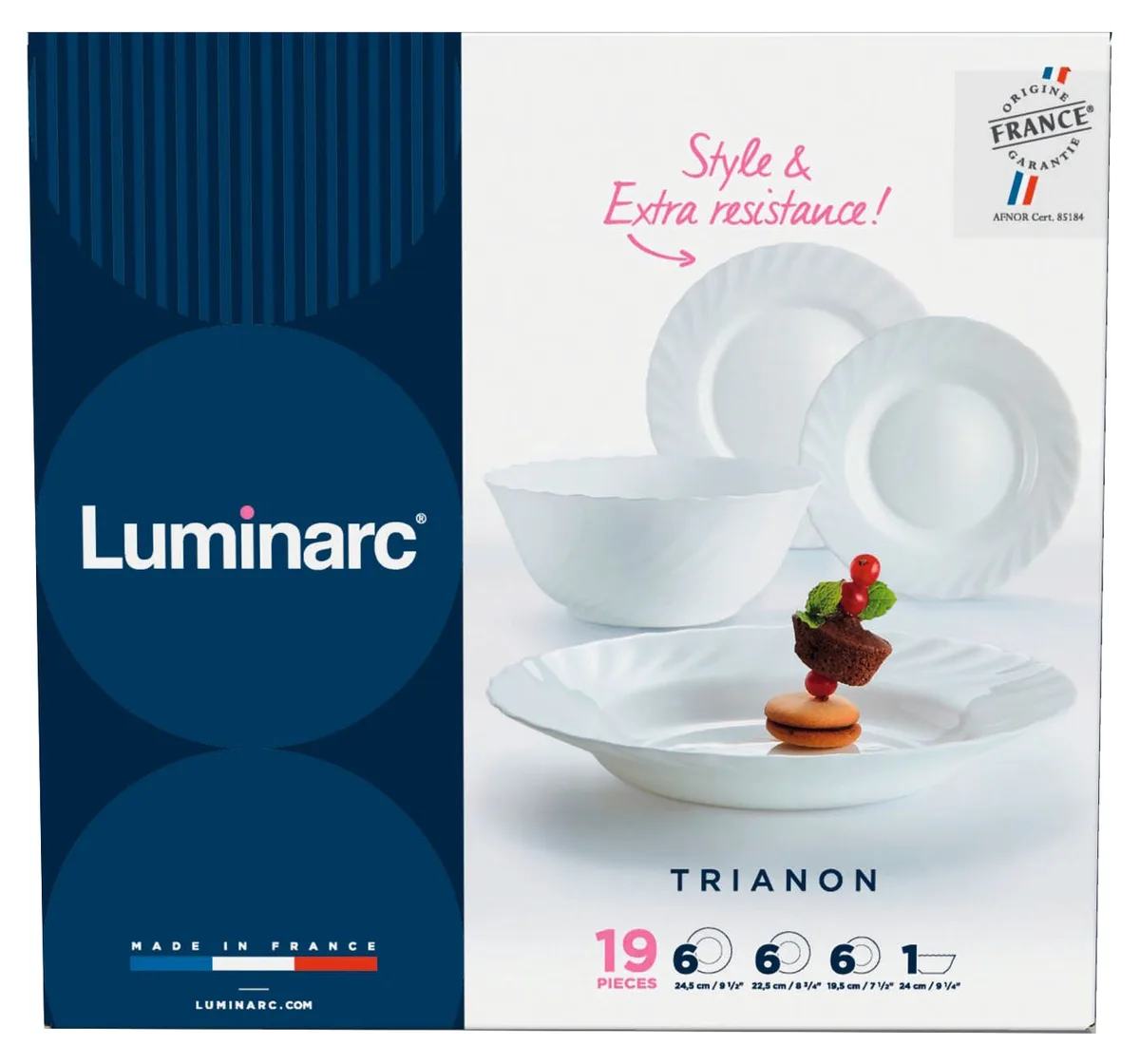 Сервиз столовый Luminarc закаленное стекло 19 предметов белый для 6 человек.