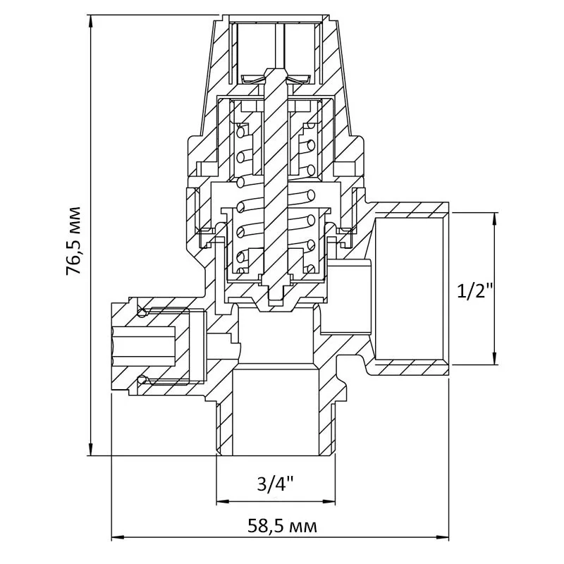 Клапан запобіжний Koer латунний 1/2"х3/4" 3 бар