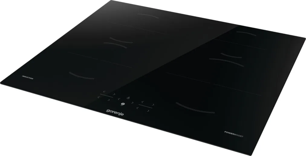 Індукційна варильна панель Gorenje, 60 см, з функцією PowerBoost та сенсорним управлінням, чорного кольору.