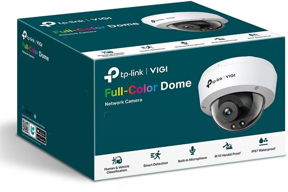 IP-камера TP-LINK VIGI C240-2.8, PoE, 4Мп, 2,8 мм, H265+, IP66, Turret, цветное ночное видение, внутренняя.