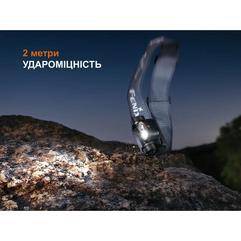 Налобний ліхтар Fenix 64х34х44 мм чорний вологозахист IP68 1200 лм