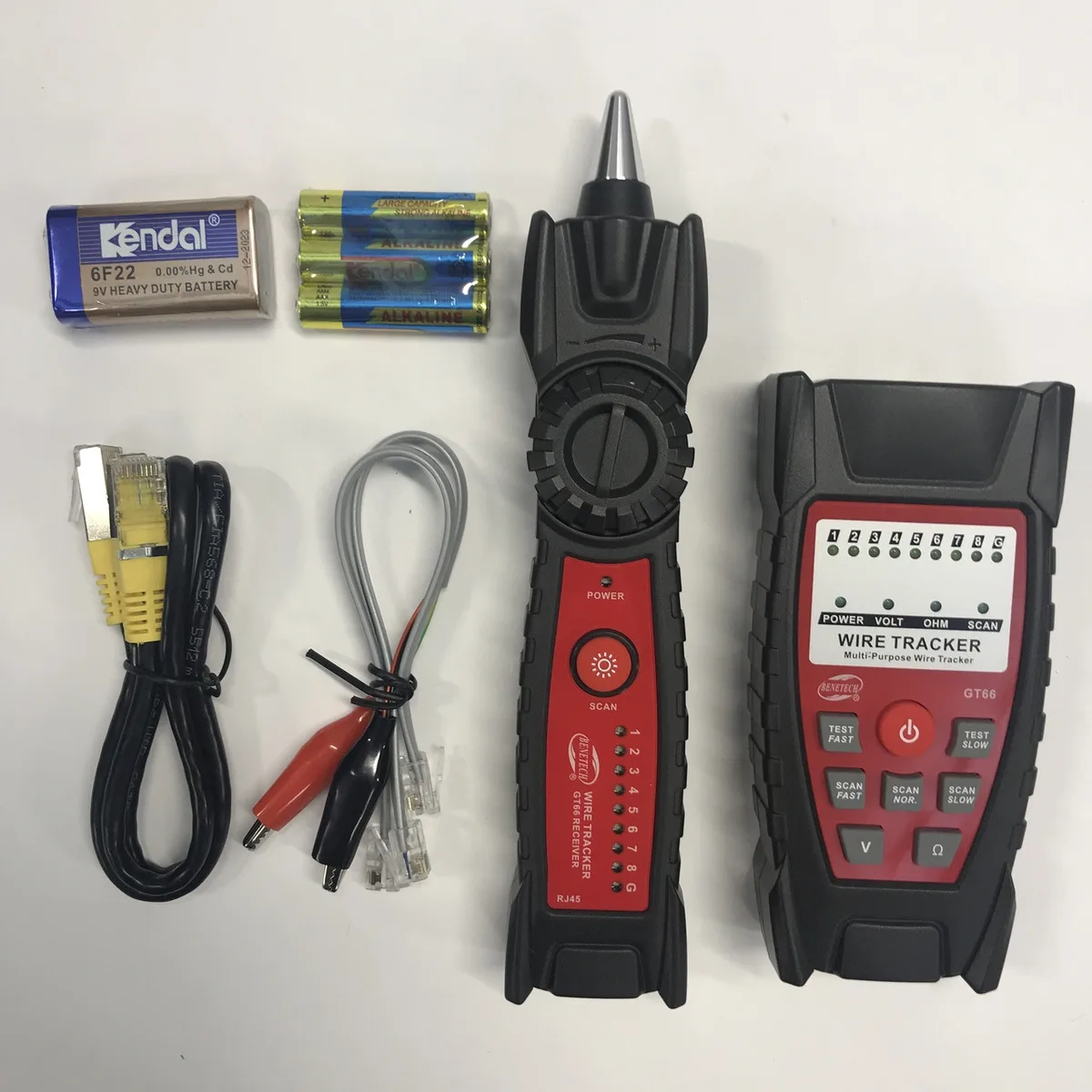 Кабель-тестер Benetech GT66 универсальный RJ-45 RJ-11 9 В 140 г медный