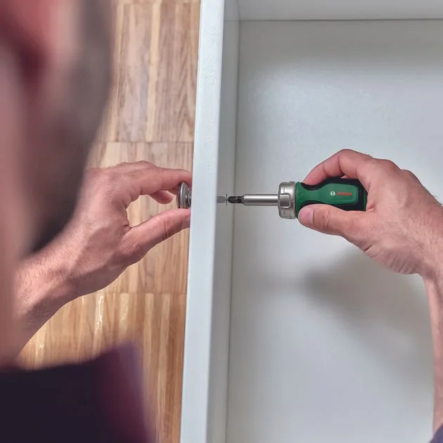 Викрутка Bosch з тріскачкою, 6 біт, руків'я TPR PZ1, PZ2, PH2, SL4, TX25, HEX5, 111 мм, сталь CrV.